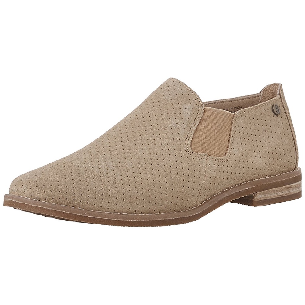 New Hush Puppies Analise Clever Flat Loafer in Perforated Tan Suede sz 7